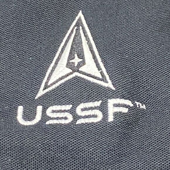 USSF United States Space Force Black Embroidered Logo Polo Short Sleeve Shirt L - Picture 6 of 9